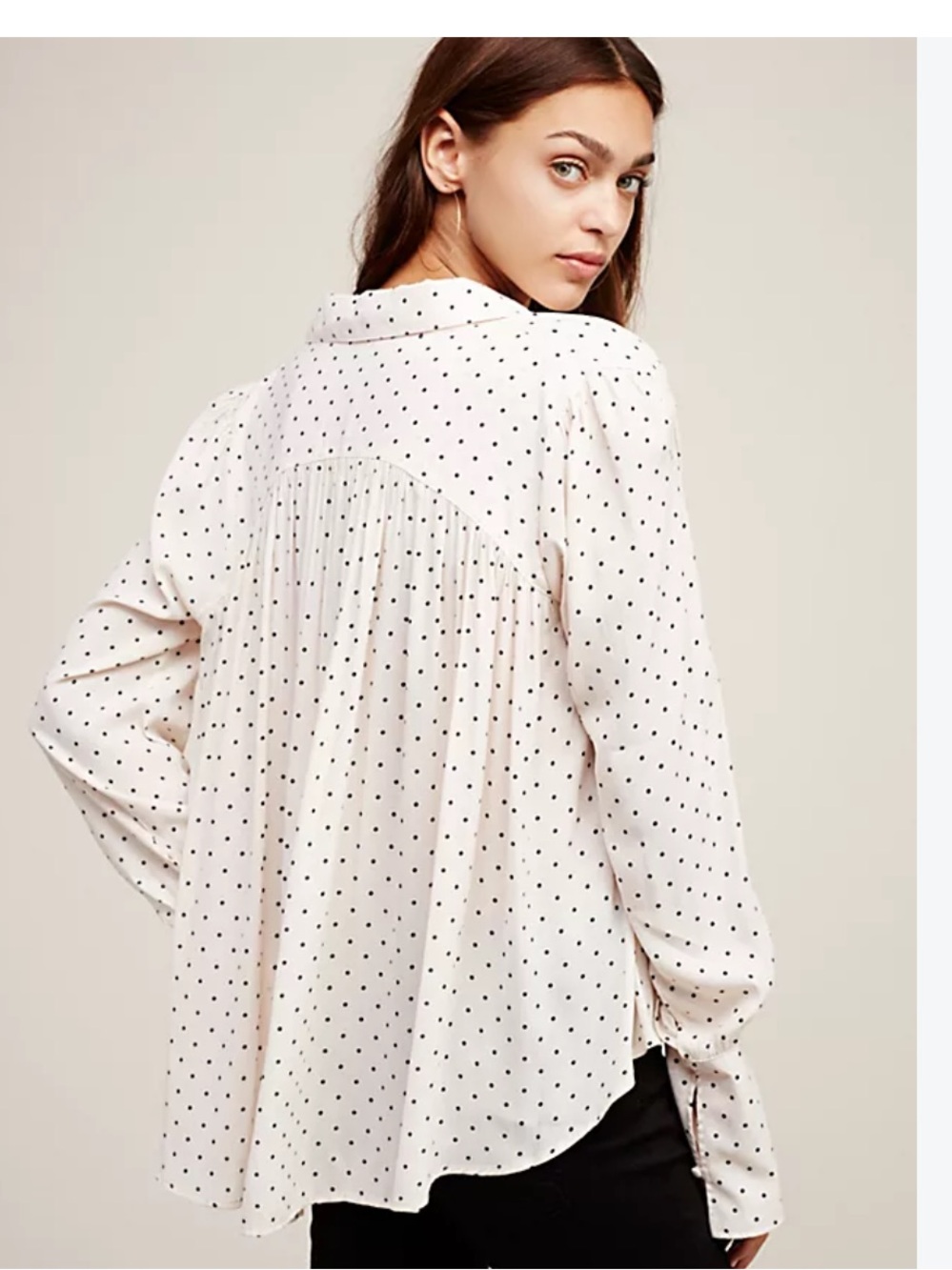 Free People New World Dotted Long Sleeve Oversized Blouse Women’s Size S